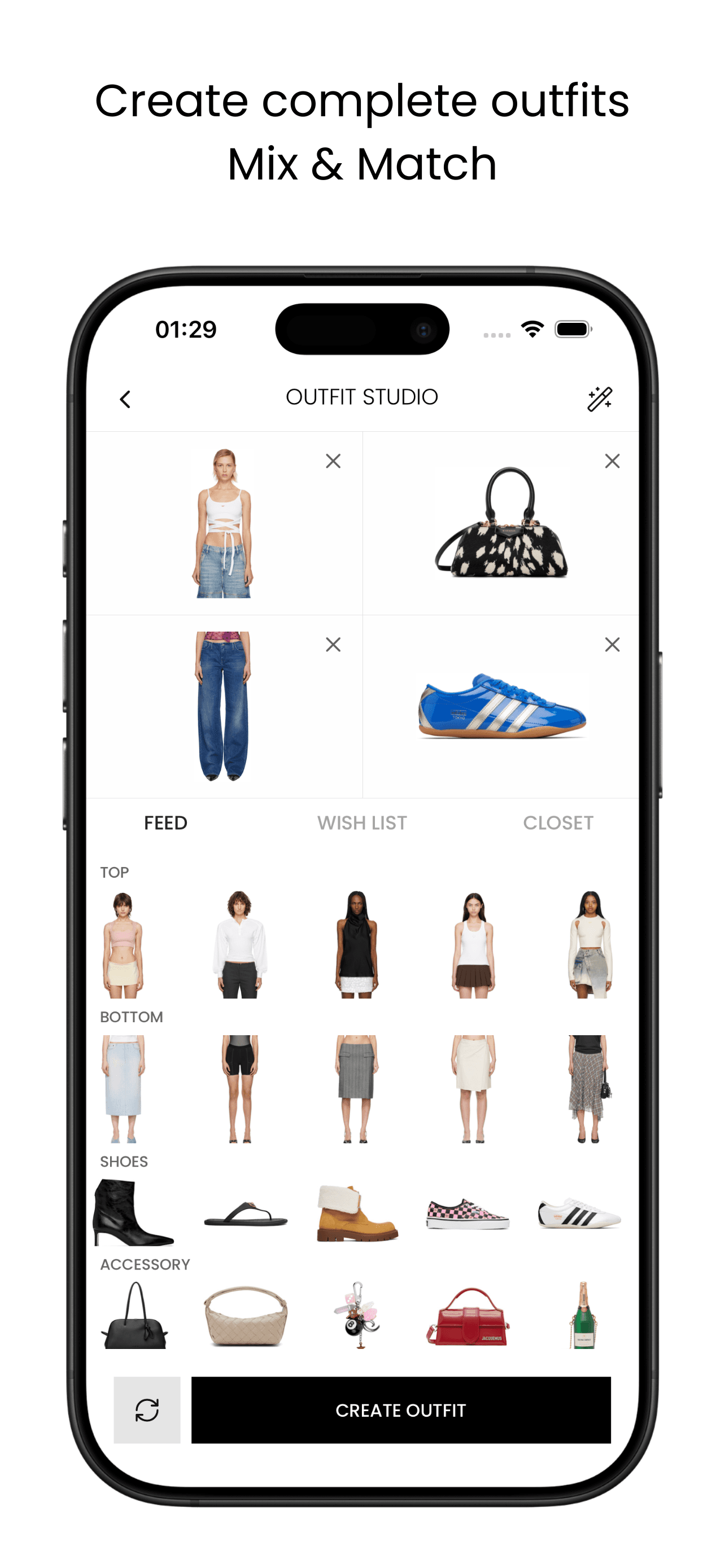 Velvet app: look details and actions