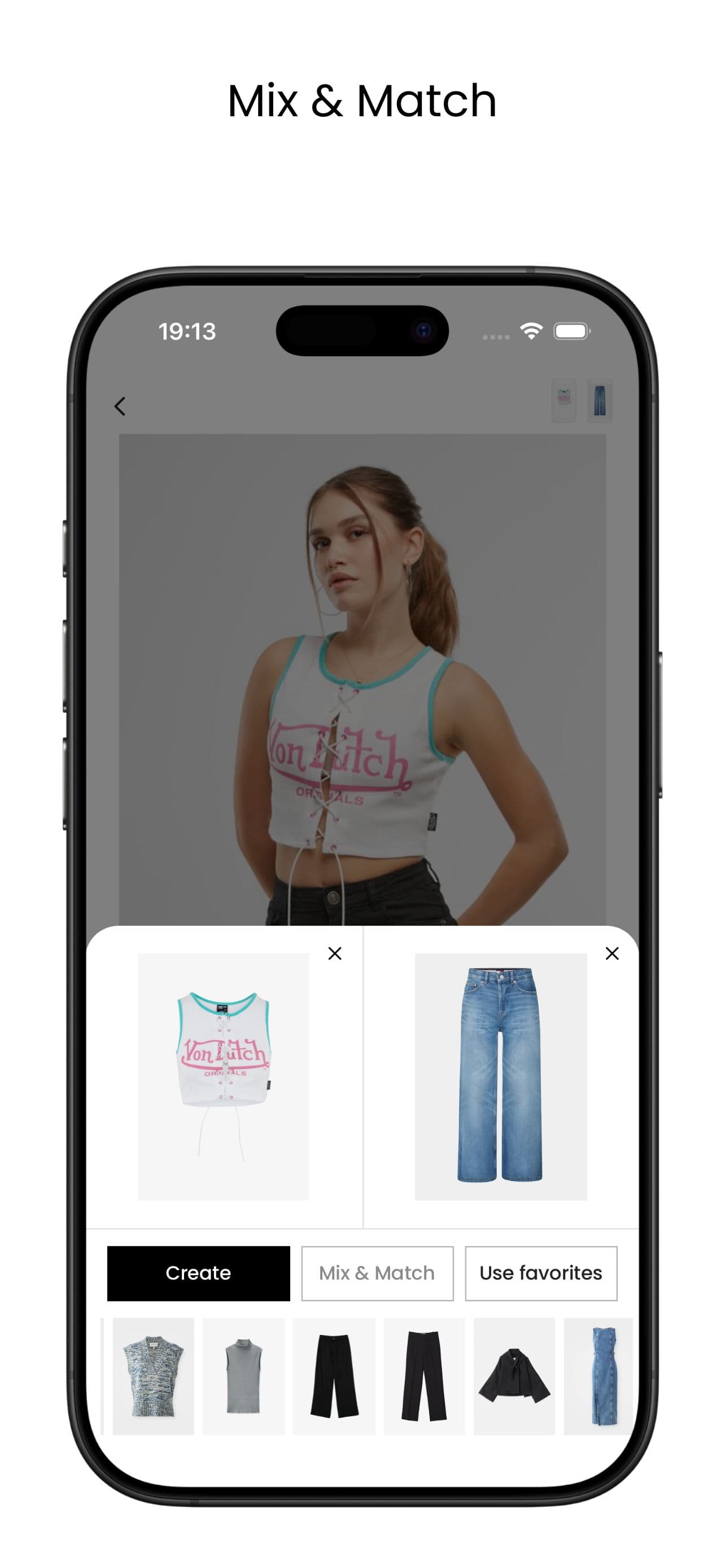 Velvet app: look details and actions